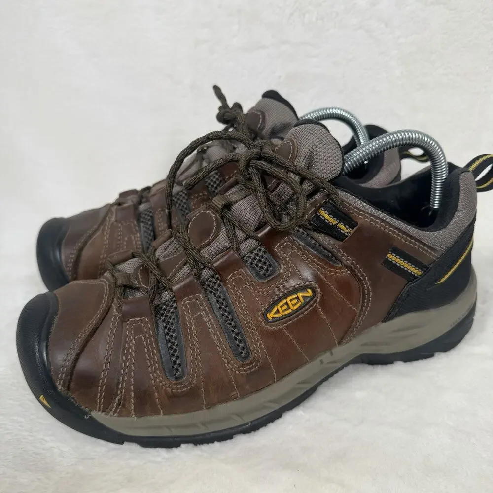 KEEN Flint Utility Work Shoes Men’s 9D Brown Leather Soft Toe ASTM F2892 EH